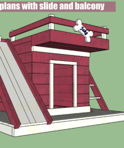 Dog house with slide and balcony